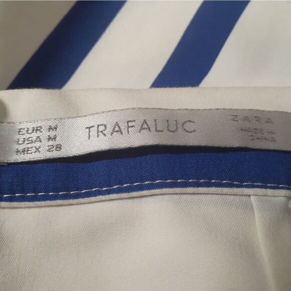 Zara Skirt Blue White ‎ Stripped Mini Skirt Size Medium - Picture 10 of 10